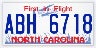 NC license plate ABH6718