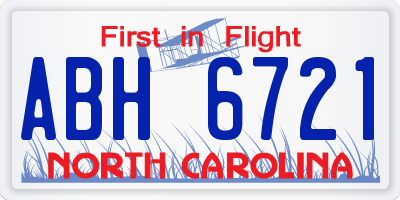NC license plate ABH6721