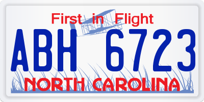 NC license plate ABH6723