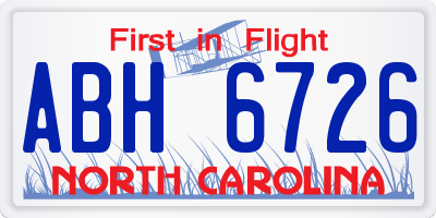 NC license plate ABH6726