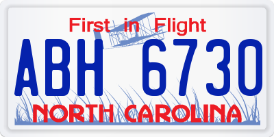 NC license plate ABH6730