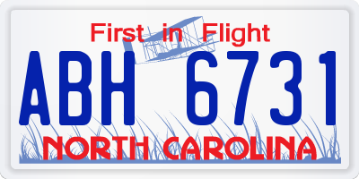NC license plate ABH6731