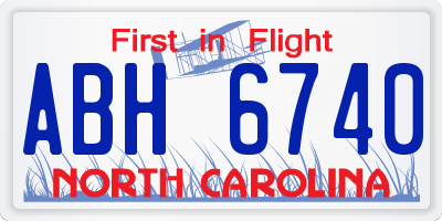 NC license plate ABH6740