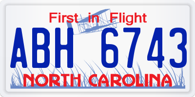NC license plate ABH6743