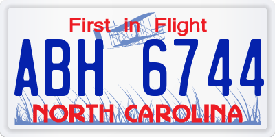 NC license plate ABH6744