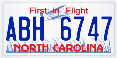 NC license plate ABH6747