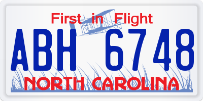 NC license plate ABH6748