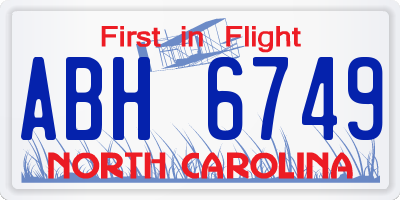 NC license plate ABH6749