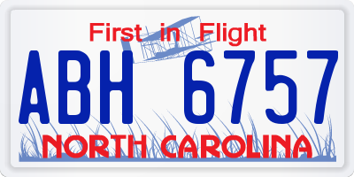 NC license plate ABH6757