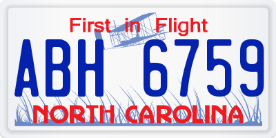 NC license plate ABH6759