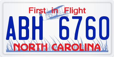 NC license plate ABH6760