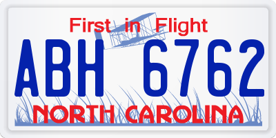 NC license plate ABH6762