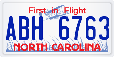 NC license plate ABH6763