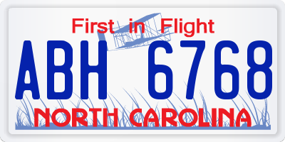 NC license plate ABH6768