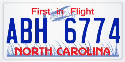 NC license plate ABH6774
