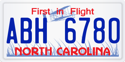 NC license plate ABH6780