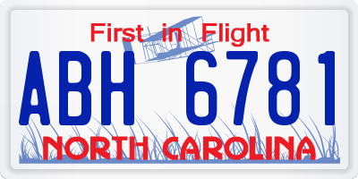 NC license plate ABH6781