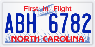 NC license plate ABH6782