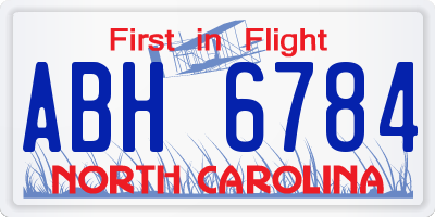 NC license plate ABH6784