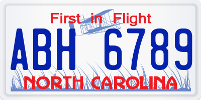 NC license plate ABH6789