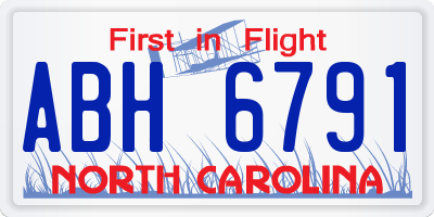 NC license plate ABH6791