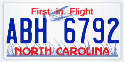 NC license plate ABH6792