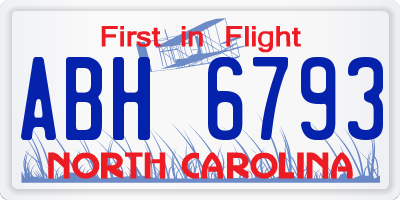 NC license plate ABH6793
