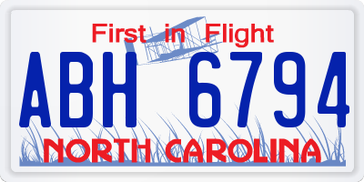 NC license plate ABH6794