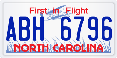 NC license plate ABH6796