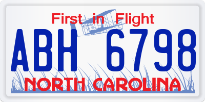 NC license plate ABH6798