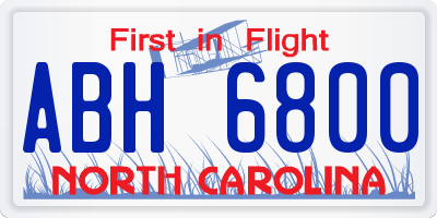 NC license plate ABH6800