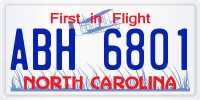NC license plate ABH6801