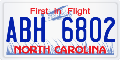 NC license plate ABH6802