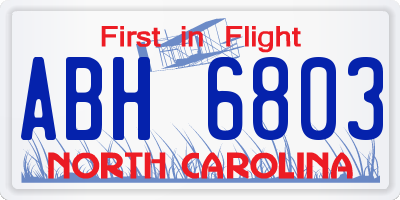 NC license plate ABH6803