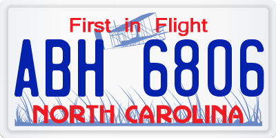 NC license plate ABH6806