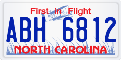 NC license plate ABH6812