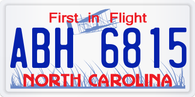 NC license plate ABH6815
