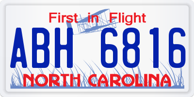 NC license plate ABH6816