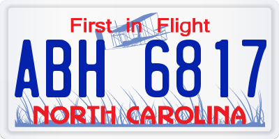 NC license plate ABH6817