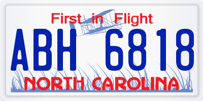 NC license plate ABH6818