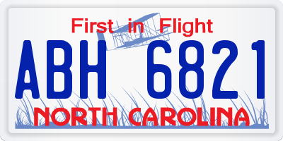 NC license plate ABH6821