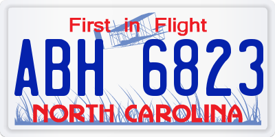 NC license plate ABH6823