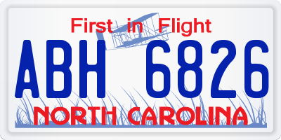 NC license plate ABH6826
