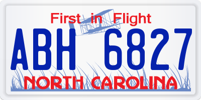 NC license plate ABH6827