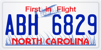 NC license plate ABH6829