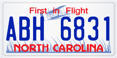 NC license plate ABH6831