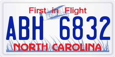 NC license plate ABH6832