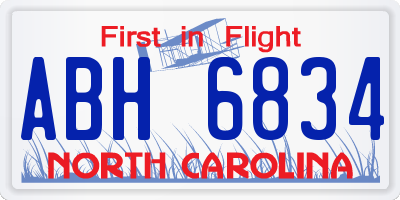 NC license plate ABH6834