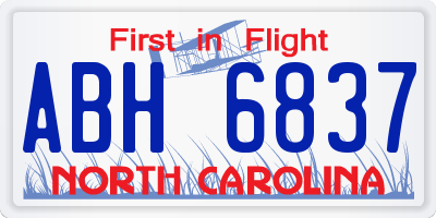 NC license plate ABH6837