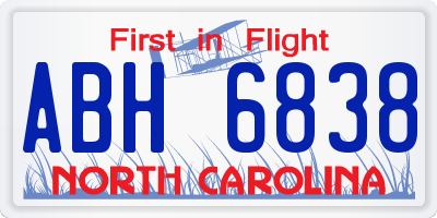 NC license plate ABH6838